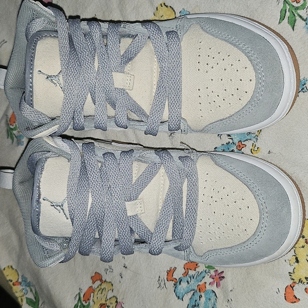 Air Jordan High-Top Sneakers in White and Gray.